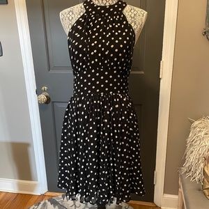 Black and White Chiffon Halter Dress